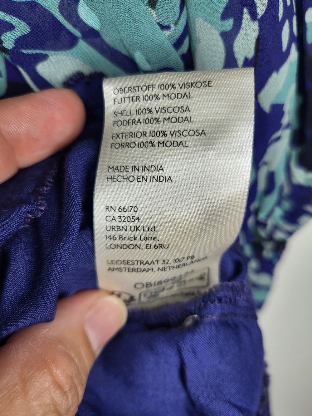 Anthropologie Blue and Teal Floral Print Dress - Picture 8 of 9